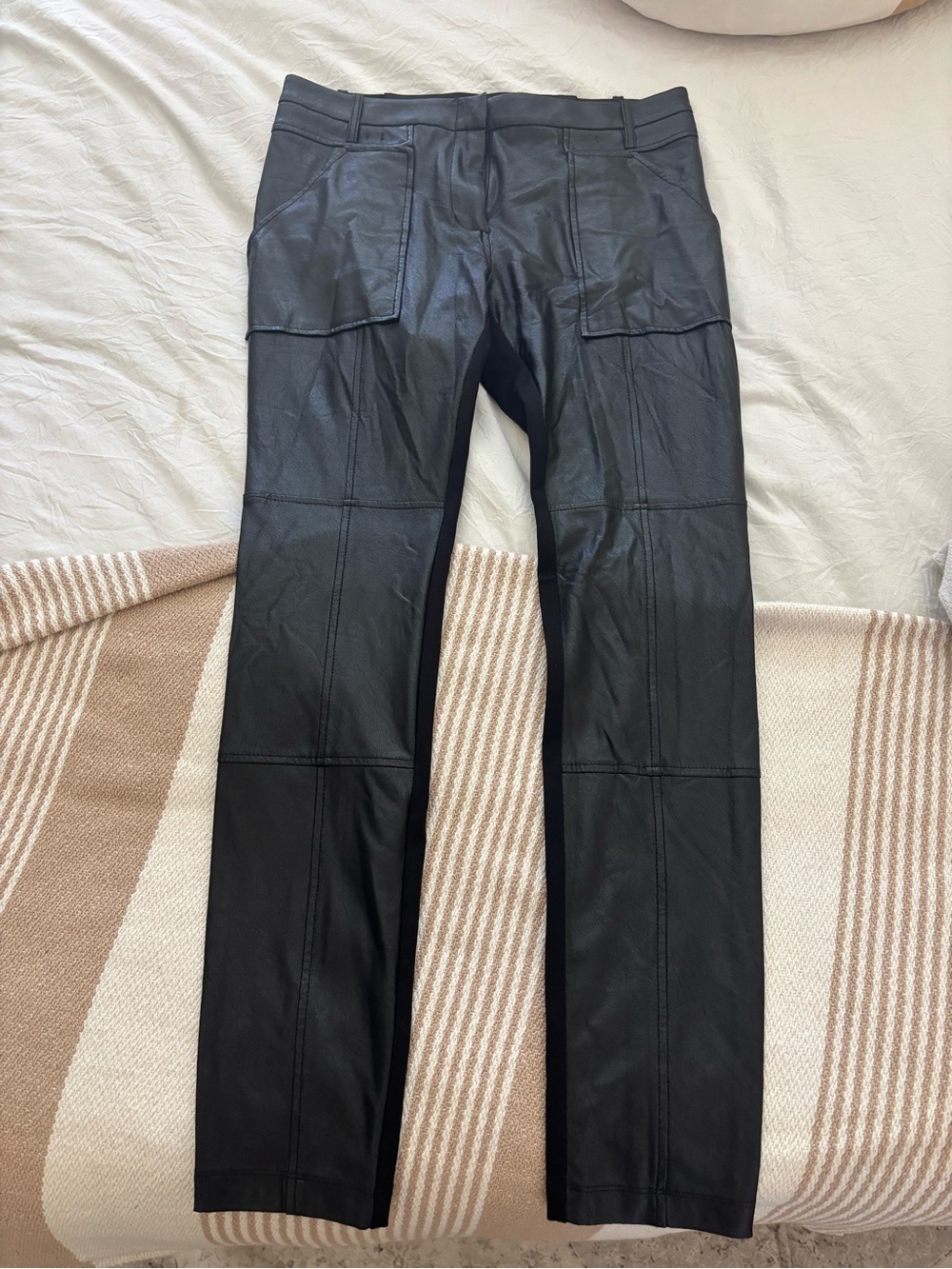 BCBGMaxAzria Black Faux Leather Skinny Pants